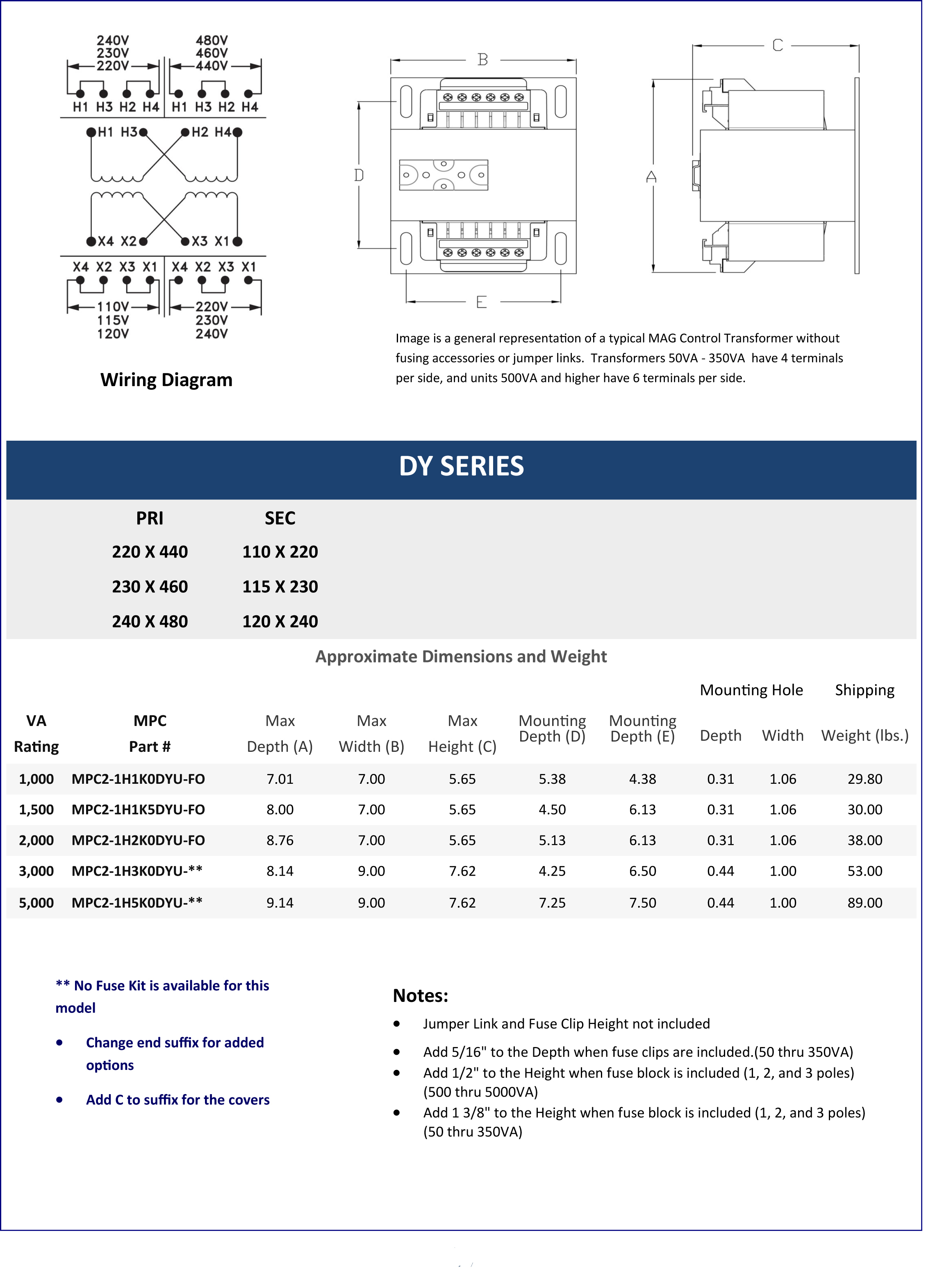 DY Series Data Sheet