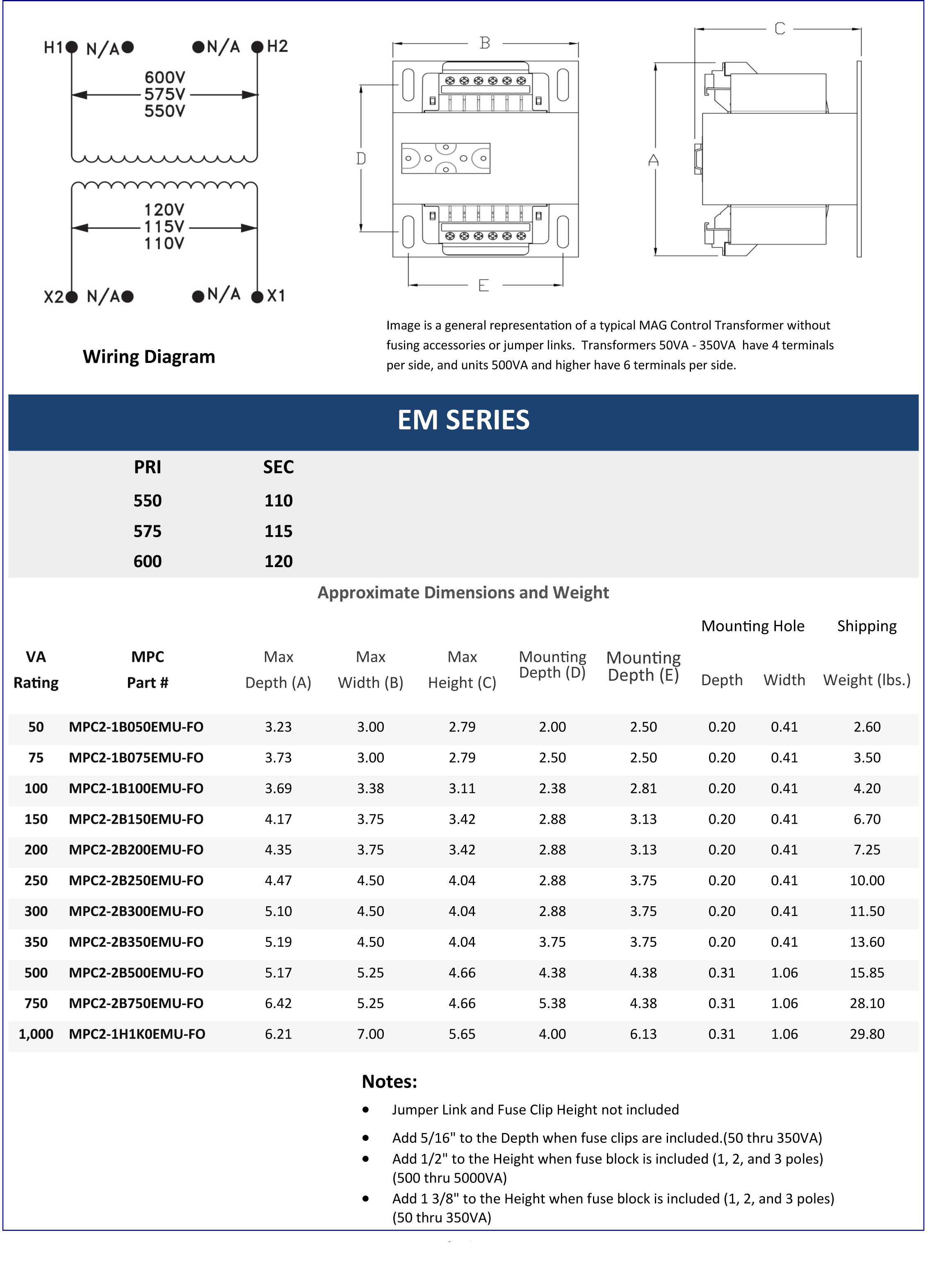 EM Series Data Sheet