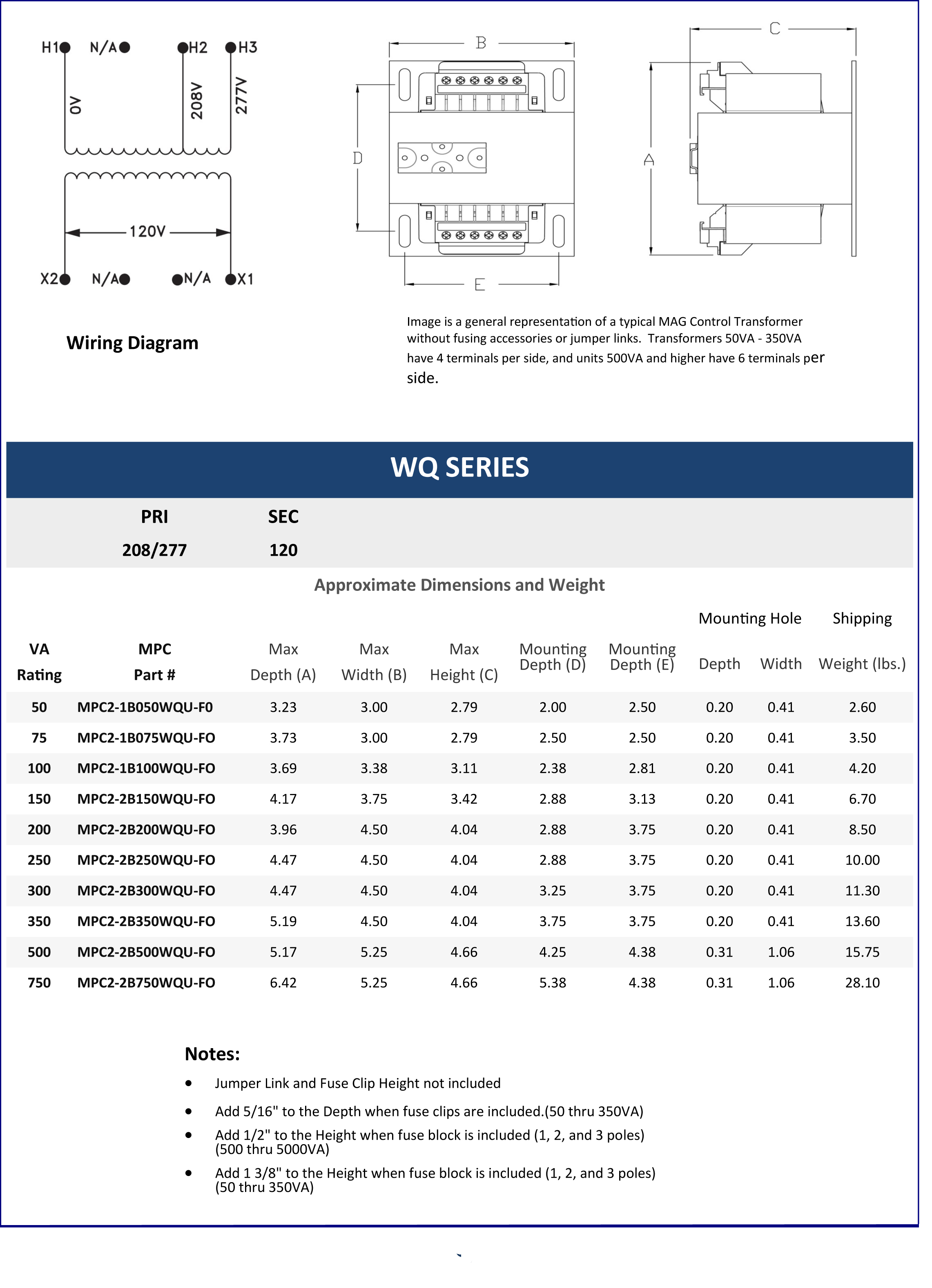 WQ Series Data Sheet